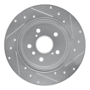 Toyota Avalon Brake Rotor (1) - Rear Left - R1 Concepts - Drilled & Slotted - Silver - `00-`04
